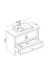 ROOMART Oval Lavabolu Ayaklı 2 Kapaklı Çekmeceli Mat Beyaz Mdf 100 Cm Banyo Dolabı thumbnail 2