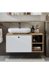 ROOMART Ayaksız Lavabolu Mdf 95 Cm Çekmeceli Lotus Oval Lavabolu Banyo Dolabı thumbnail 5