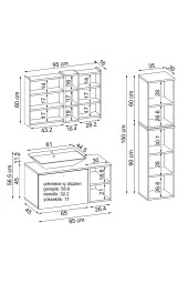 ROOMART Lavabolu Mdf 95 Cm Lotus Çekmeceli Banyo Dolabı + Aynalı Üst Dolabı + Banyo Boy Dolabı thumbnail 2
