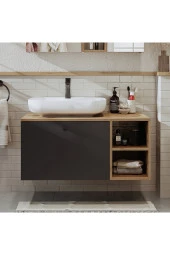 ROOMART Ayaksız Lavabolu Mdf 95 Cm Çekmeceli Lotus Oval Lavabolu Banyo Dolabı thumbnail 3