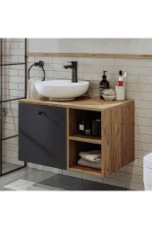 ROOMART Ayaksız Lavabolu Mdf 75 Cm Çekmeceli Banyo Dolabı - 1