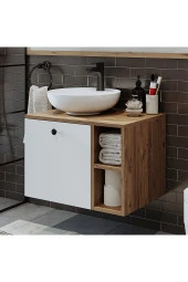 ROOMART Ayaksız Lavabolu Mdflam 65 Cm Çekmeceli Banyo Dolabı - 1