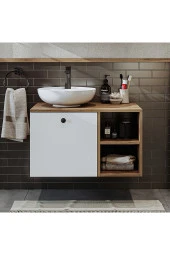 ROOMART Ayaksız Lavabolu Mdf 75 Cm Çekmeceli Banyo Dolabı - 3