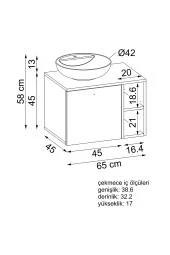 ROOMART Ayaksız Lavabolu Mdflam 65 Cm Çekmeceli Banyo Dolabı thumbnail 2