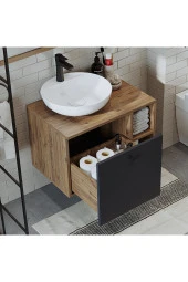 ROOMART Ayaksız Lavabolu Mdflam 65 Cm Çekmeceli Banyo Dolabı thumbnail 4