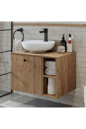 ROOMART Ayaksız Lavabolu Mdflam 65 Cm Çekmeceli Banyo Dolabı thumbnail 1