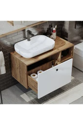 ROOMART Ayaksız Lavabolu Mdf 95 Cm Çekmeceli Lotus Oval Lavabolu Banyo Dolabı thumbnail 6