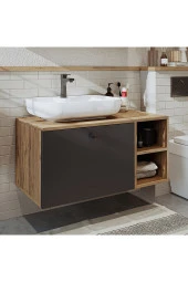 ROOMART Ayaksız Lavabolu Mdf 95 Cm Çekmeceli Lotus Oval Lavabolu Banyo Dolabı thumbnail 5