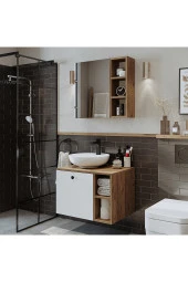 ROOMART Lavabolu Mdf 65 Cm Lotus Çekmeceli Banyo Dolabı + Aynalı Üst Dolabı - 2