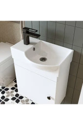 ROOMART Punto Ayaksız Tek Kapaklı Sol Lavabolu 46 Cm Banyo Alt Dolabı + Üst Ayna + Boy Dolabı thumbnail 4