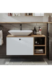 ROOMART Ayaksız Lavabolu Mdf 95 Cm Çekmeceli Banyo Dolabı - 3