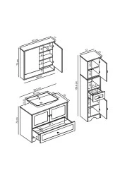 ROOMART Lavabolu Mat Beyaz Mdf 100 Cm Çekmeceli Banyo Dolabı + Aynalı Üst Dolabı + Boy Dolabı thumbnail 2