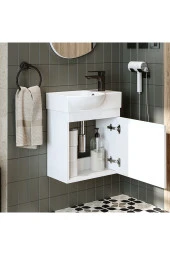 ROOMART Ayaksız Tek Kapaklı Sağ Lavabolu 46 Cm Banyo Alt Dolabı - 6