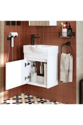 ROOMART Ayaksız Tek Kapaklı Sol Lavabolu 46 Cm Banyo Alt Dolabı - 5