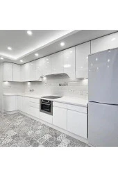 Renkli Duvarlar Parlak Beyaz 50x100cm Yapışkanlı Folyo Mutfak Dolap Ve Mobilya Kaplama Folyosu - 4
