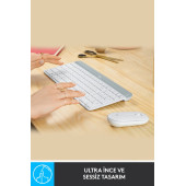 logitech MK470 Kablosuz İnce Türkçe Klavye Mouse Seti - Beyaz - 4