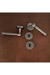 Osmanlı Mat Skoç Füme Yuvarlak Rozetli Oda Kapı Kolu 3 Takım thumbnail 3