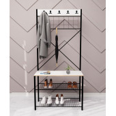 Eportatif Geniş Metal Portmanto, Elbise Askılığı, Vestiyer, Ayakkabılık Beyaz 1347 - 1