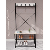 Eportatif Geniş Metal Portmanto, Elbise Askılığı, Vestiyer, Ayakkabılık Beyaz 1347 - 2