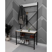 Eportatif Geniş Metal Portmanto, Elbise Askılığı, Vestiyer, Ayakkabılık Beyaz 1347 - 3