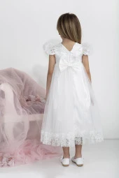 Minimony 5-9 Yaş Karpuz Kol Kız Çocuk Elbise Bayramlık Mezuniyet Balo Abiye Gelinlik 5001 - 3