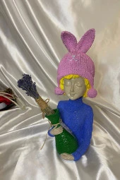 Poli Çiçek Tutatn Kadın Biblo El İşi Hand Made thumbnail 4