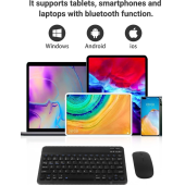 QASUL IPad Xiaomi Samsung Huawei Tablet Laptop Uyumlu Bluetooth Bağlantılı Klavye+Mouse Set - 4