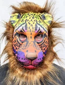 Kahverengi Yeleli Saçlı Renkli Aslan Maskesi Mega Peluş 5 No - 1