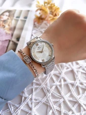 Ferro Gümüş Renk Kararmaz Renk Atmaz 3 Atm Su Geçirmez Özel Tasarım Kadın Kol Saati EFL21261A thumbnail 2