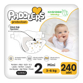 Paddlers Protection Bebek Bezi 2 Numara Mini 240 Adet (3-6 Kg) Ekstra Jumbo Set thumbnail 1