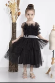 Minimony 1-5 Yaş Wednesday Dress Parti Kostümü Black Swan Katlı Tül Detay Kız Bebek Çocuk Siyah Abiye Elbise 2020 thumbnail 1