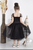 Minimony 1-5 Yaş Wednesday Dress Parti Kostümü Black Swan Katlı Tül Detay Kız Bebek Çocuk Siyah Abiye Elbise 2020 thumbnail 4
