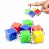 Labirent Bulmaca Küp Eğlenceli Anahtarlık 3X3 cm - Renkli - 1