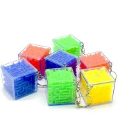 Labirent Bulmaca Küp Eğlenceli Anahtarlık 3X3 cm - Renkli - 2