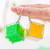 Labirent Bulmaca Küp Eğlenceli Anahtarlık 3X3 cm - Renkli - 3