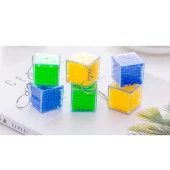 Labirent Bulmaca Küp Eğlenceli Anahtarlık 3X3 cm - Renkli - 4