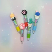 Mini Pembe Pati Çoklu 4 Renkli Tükenmez Kalem - 1 Adet - 4