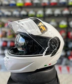 Sway Xbyc 917 Full Face Çene Açılır Güneş Vizörlü Motosiklet Kaskı XL Beden Beyaz - 5