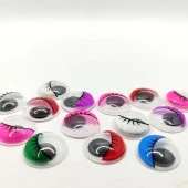 15 mm Renkli Kirpikli Oynargöz Oynayan Göz ,Oynar Göz - 1 Adet - 3