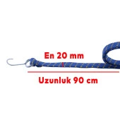 Oto Araç Araba Bagaj Lastiği Geniş Kancalı Bisiklet Sabitleme Yük Taşıma Lastik 20 mm x 90 cm - 2