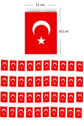Türk Bayrağı İpli Büyük Boy (19,5 X 11 cm ) - 1 Adet - 1