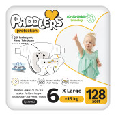 Paddlers Protection Bebek Bezi 6 Numara X-Large 128 Adet (15+Kg) Ekstra Jumbo Set - 1