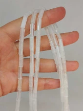 Kristal Kuvars Taşı Silindir Kesim 4x12.5mm Dizi (49374) - 1