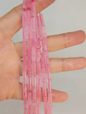 Pembe Kuvars Taşı Silindir Kesim 4x12.5mm Dizi (49376) thumbnail 1