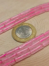 Pembe Kuvars Taşı Silindir Kesim 4x12.5mm Dizi (49376) thumbnail 2