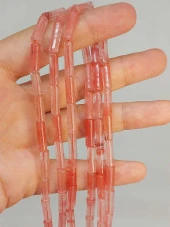 Gul Kuvars Taşı Silindir Kesim 4x12.5mm Dizi (49386) thumbnail 1