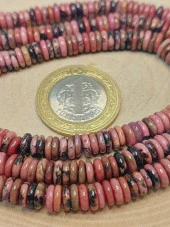 Rodonit Taşı Rondela Kesim 6x1.5mm Dizi (49400) thumbnail 2