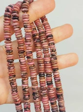 Rodonit Taşı Rondela Kesim 6x1.5mm Dizi (49400) thumbnail 1
