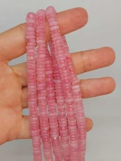 Pembe Kuvars Taşı Rondela Kesim 6x1.5mm Dizi (49404) thumbnail 1