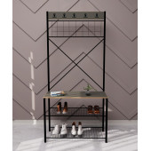 Eportatif Geniş Metal Portmanto, Elbise Askılığı, Vestiyer, Ayakkabılık Füme 1348 - 2